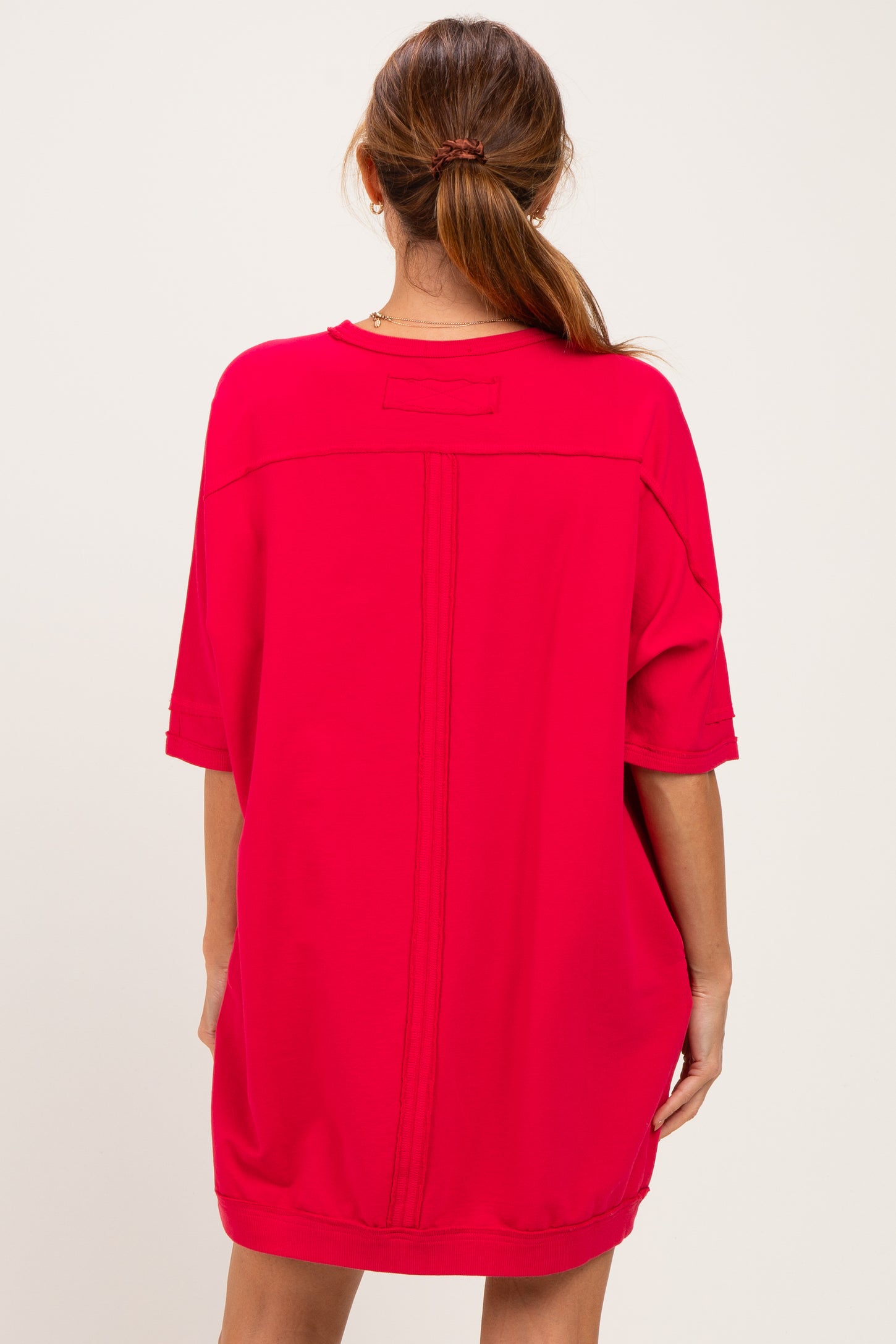 Watermelon Red Oversized T-Shirt Dress