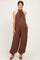 Brown Chiffon Halter Neck Open Back Maternity Jumpsuit