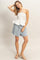 Light Blue Drawstring Pleated Shorts