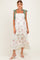 Ivory Floral Smocked Shoulder Tie Tiered Maternity Maxi Dress