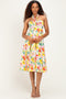 Ivory Floral Keyhole Halter Midi Dress