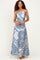 Navy Satin Floral Crossback Maxi Dress