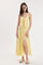 Yellow Floral Front Tie Racerback Midi Dress