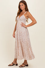 Ivory Printed Lace Inset Tiered Maxi Dress
