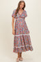 Ivory V Neck Twist Front Cut Out Floral Print Maternity Maxi Dress