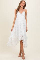 Ivory Twist Front Lace Maternity Maxi Dress