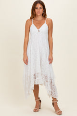 Ivory Twist Front Lace Maternity Maxi Dress