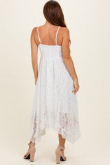 Ivory Twist Front Lace Maxi Dress