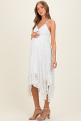 Ivory Twist Front Lace Maternity Maxi Dress