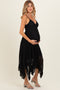 Black Twist Front Lace Maternity Maxi Dress