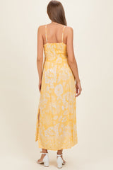 Yellow Floral Twisted Front Maternity Maxi Dress