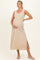Beige Striped Sleeveless Cutout Maternity Maxi Dress