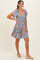 Teal V Neck Smocked Bust Short Sleeve Short Dress
