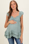 Jade Flutter Sleeve Tie Back Maternity Babydoll Top