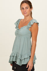 Jade Flutter Sleeve Tie Back Babydoll Top