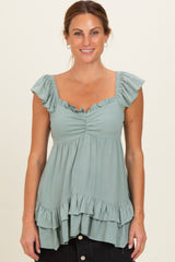 Jade Flutter Sleeve Tie Back Babydoll Top
