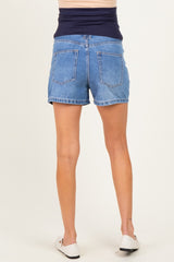 Medium Blue Washed Maternity Denim Shorts