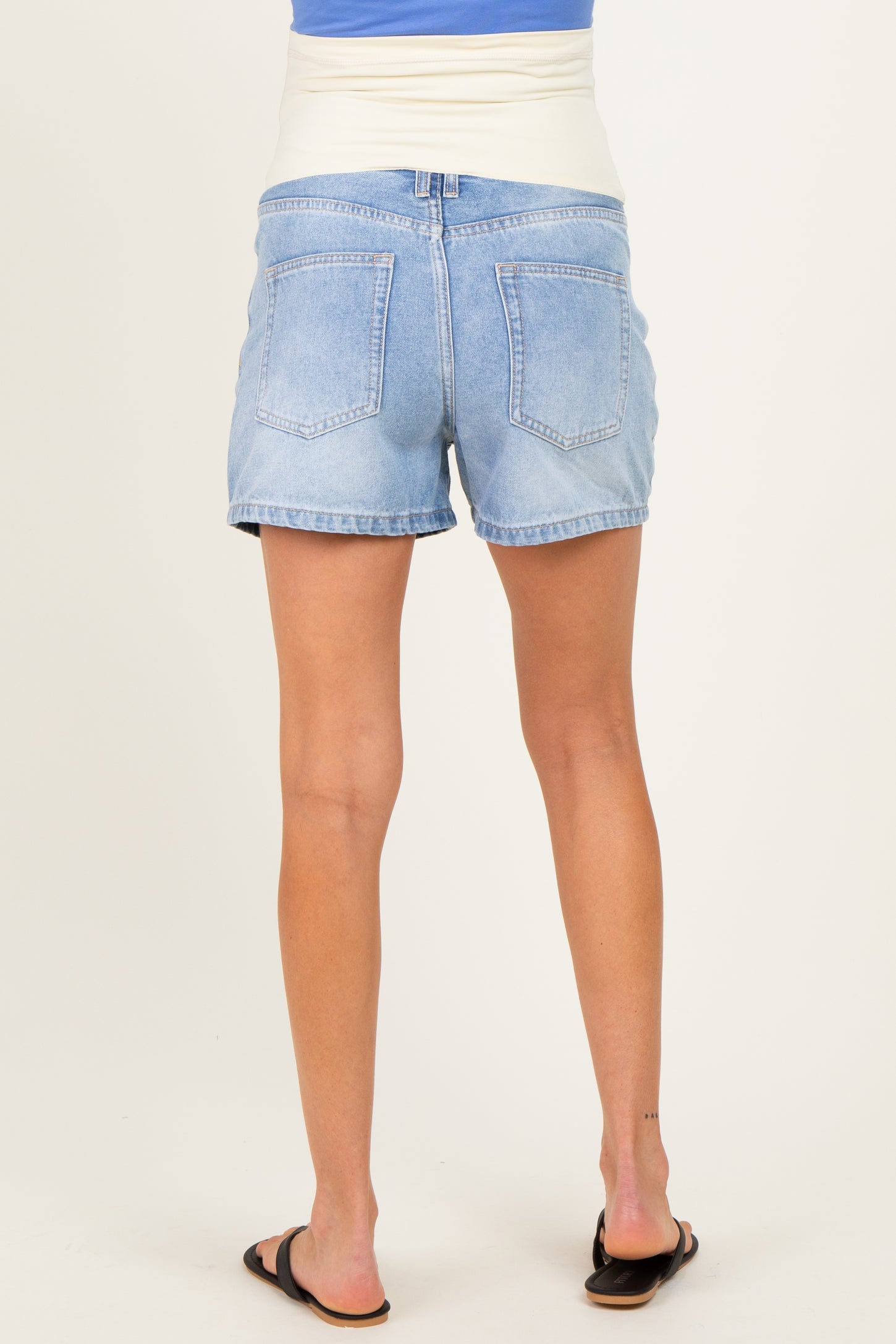 Light Blue Washed Maternity Denim Shorts