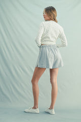 Grey Floral Print Side Stripe Shorts