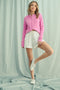 White Floral Print Side Stripe Shorts