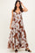 Brown Tropical Floral Maxi Dress