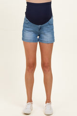 Blue Classic Wash Maternity Denim Shorts
