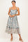 Dark Green Printed Cutout Tie Back Midi Dress