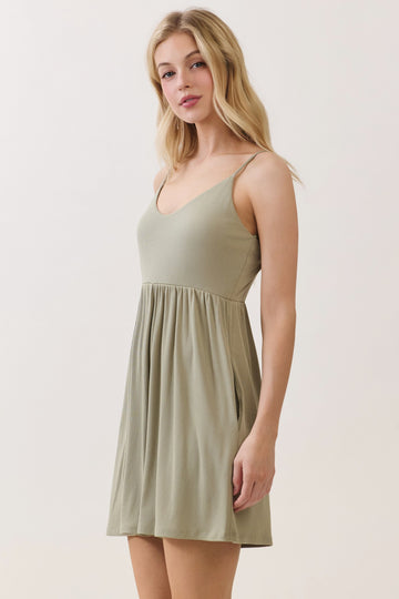 Sage Ribbed Knit Babydoll Romper