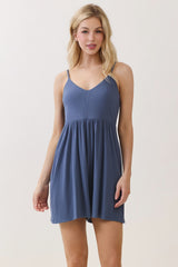 Navy Ribbed Knit Babydoll Romper