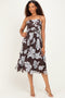 Brown Floral Tie Back Midi Dress
