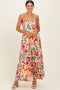 Cream Floral Tiered Midi Dress