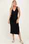 Black Sleeveless Wrap Midi Dress