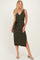Olive Sleeveless Wrap Midi Dress