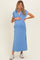 Blue Stitch Detail Collared Maternity Midi Dress
