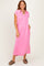 Pink Stitch Detail Collared Midi Dress