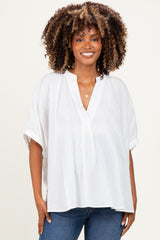 Off White Textured Stripe Oversized Maternity Blouse