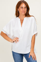 Off White Textured Stripe Oversized Blouse