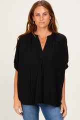 Black Textured Stripe Oversized Maternity Blouse