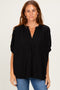 Black Textured Stripe Oversized Blouse