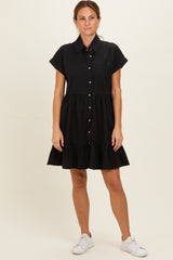 Ash Black Button Down Maternity Mini Dress