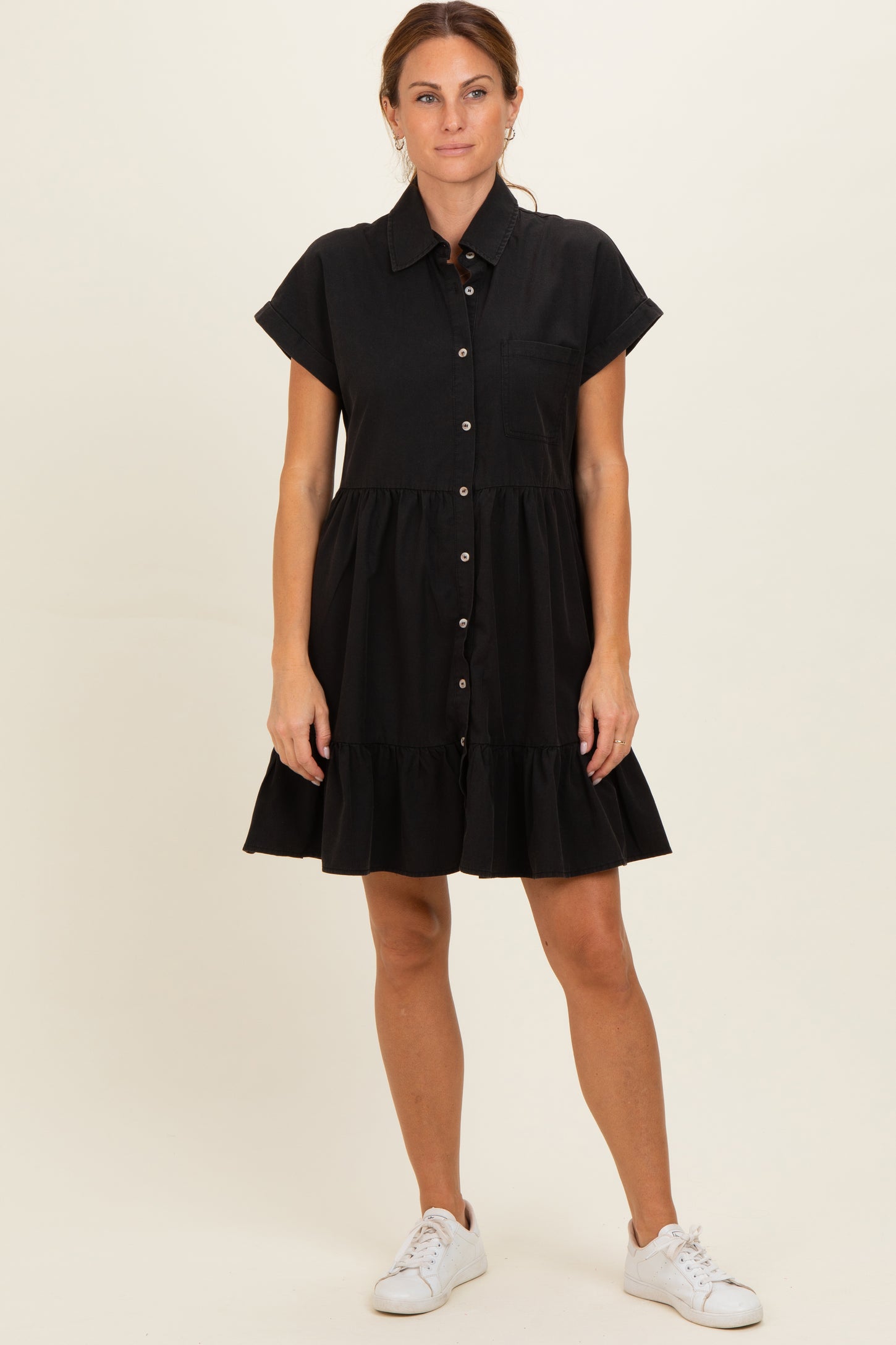 Ash Black Button Down Mini Dress
