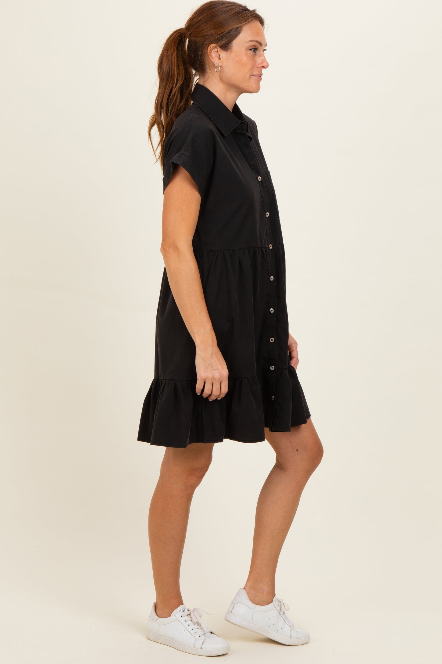 Ash Black Button Down Mini Dress