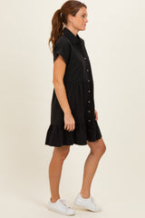 Ash Black Button Down Mini Dress
