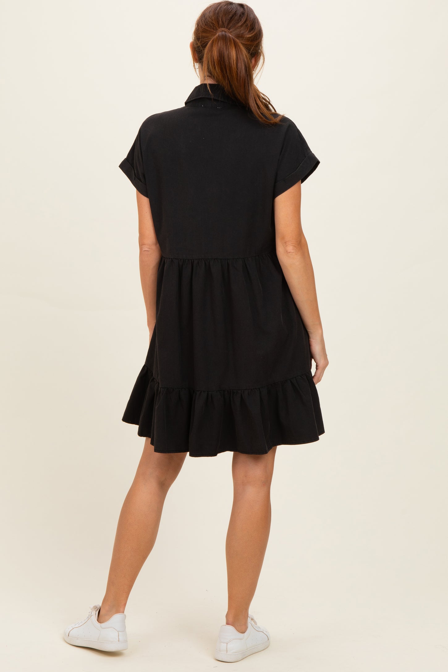 Ash Black Button Down Mini Dress