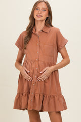 Clay Button Down Maternity Mini Dress