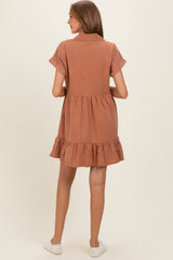 Clay Button Down Maternity Mini Dress