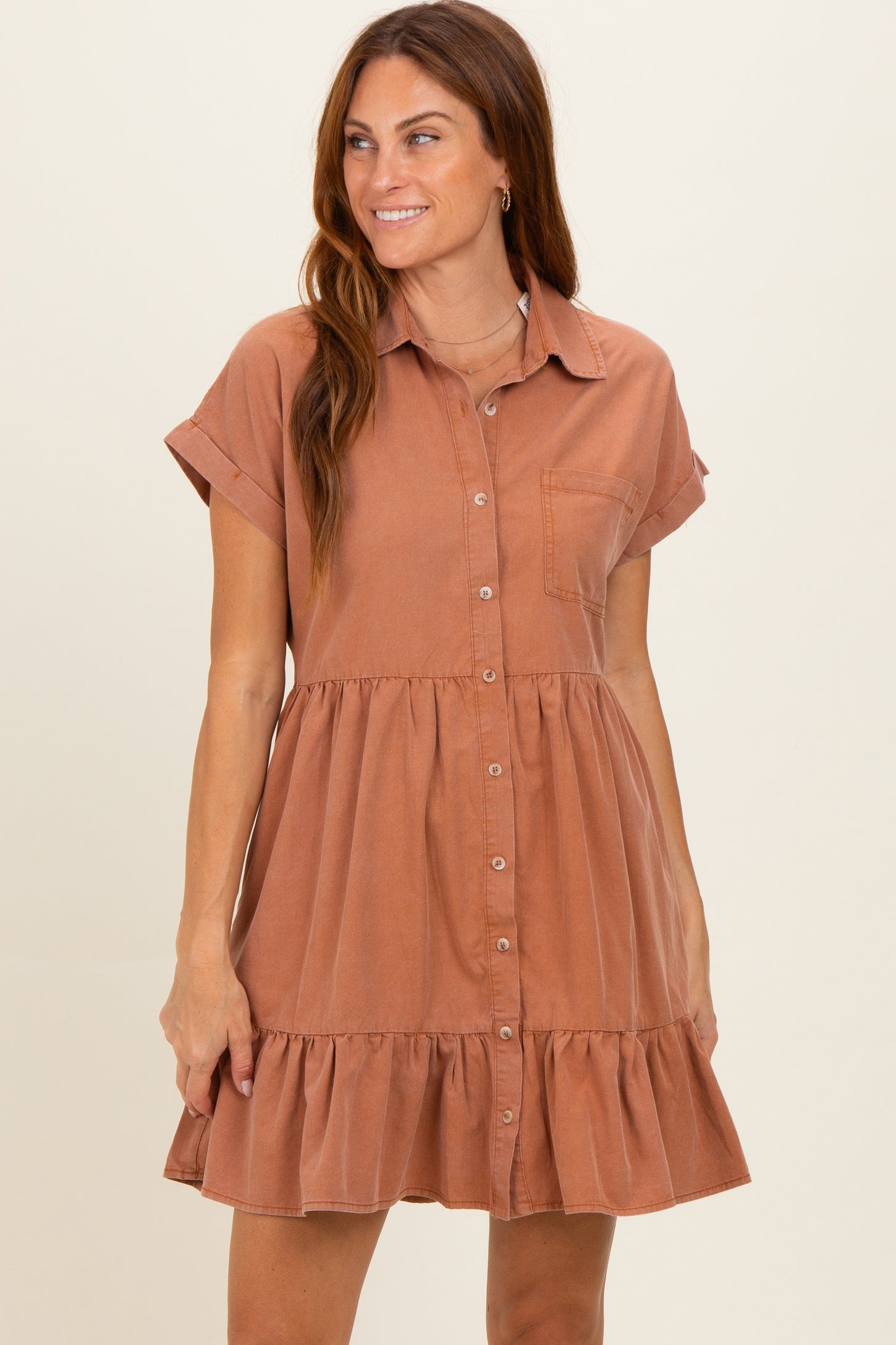 Clay Button Down Mini Dress
