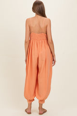 Apricot Mineral Wash Sleeveless V-Neck Maternity Jumpsuit