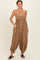 Mushroom Mineral Wash Sleeveless V-Neck Jumpsuit