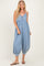 Denim Blue Sleeveless Button Down Jumpsuit